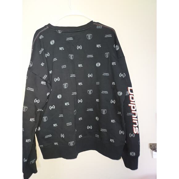 Miami Dolphins Men's XL Tommy Hilfiger Sweatshirt NFL Long Sleeve Crew Black - Picture 6 of 8